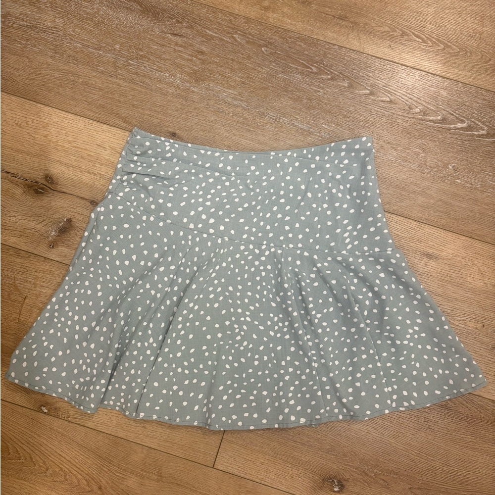 Loveriche Green (Sage) Blue Mini Aline Mini Boho Flared Women's Medium Skirt